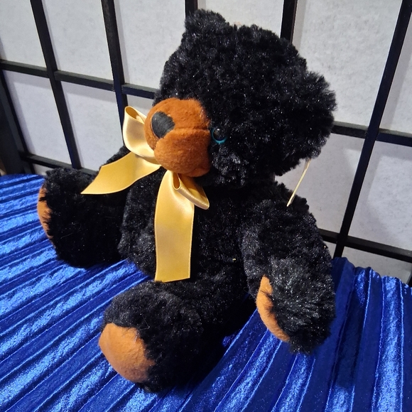 Black and Brown Teddy Bear with Gold Ribbon - Picture 5 of 12